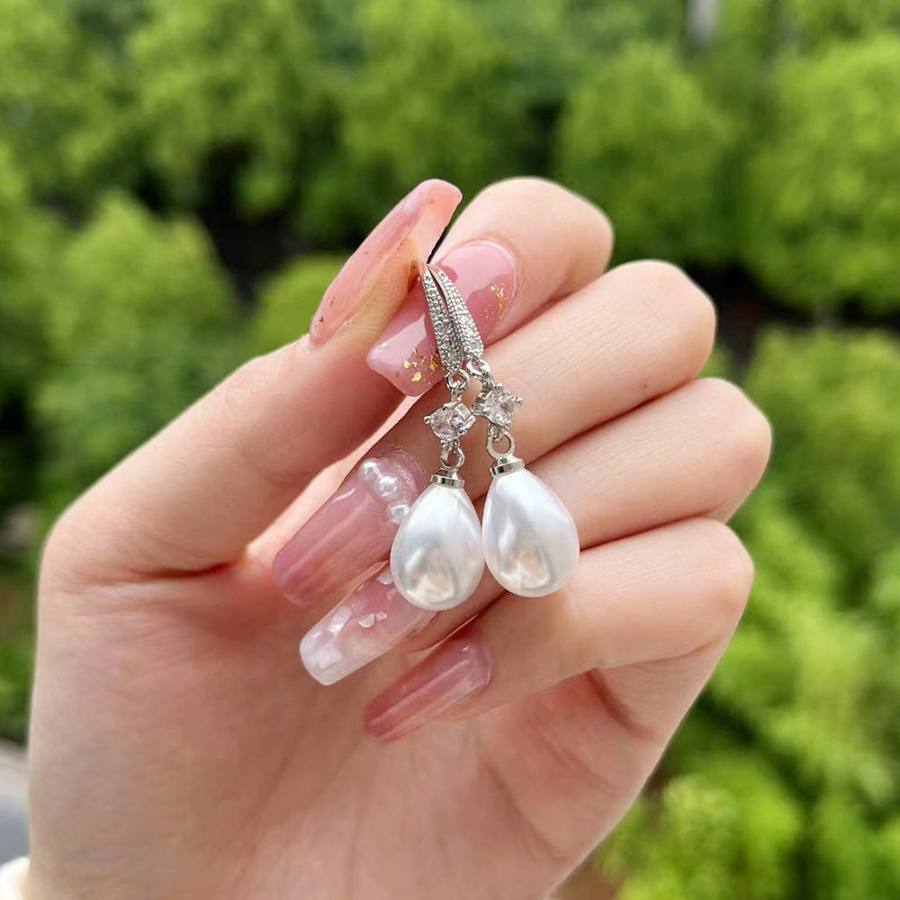 Women's All-match Baroque Drop-shaped Artificial Pearl Earrings