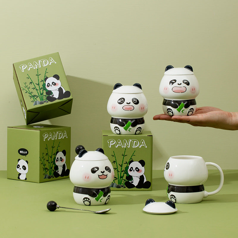 Cartoon Embossed Panda Mug Ceramic