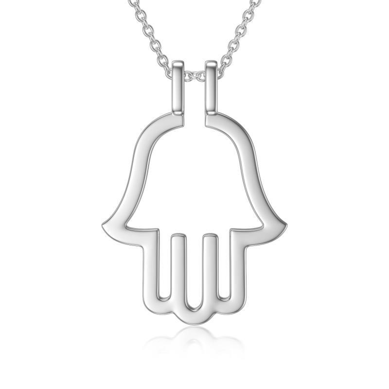 Hamsa Hand Ring Holder Keeper Pendant Necklace in Sterling Silver LadyShow.Store