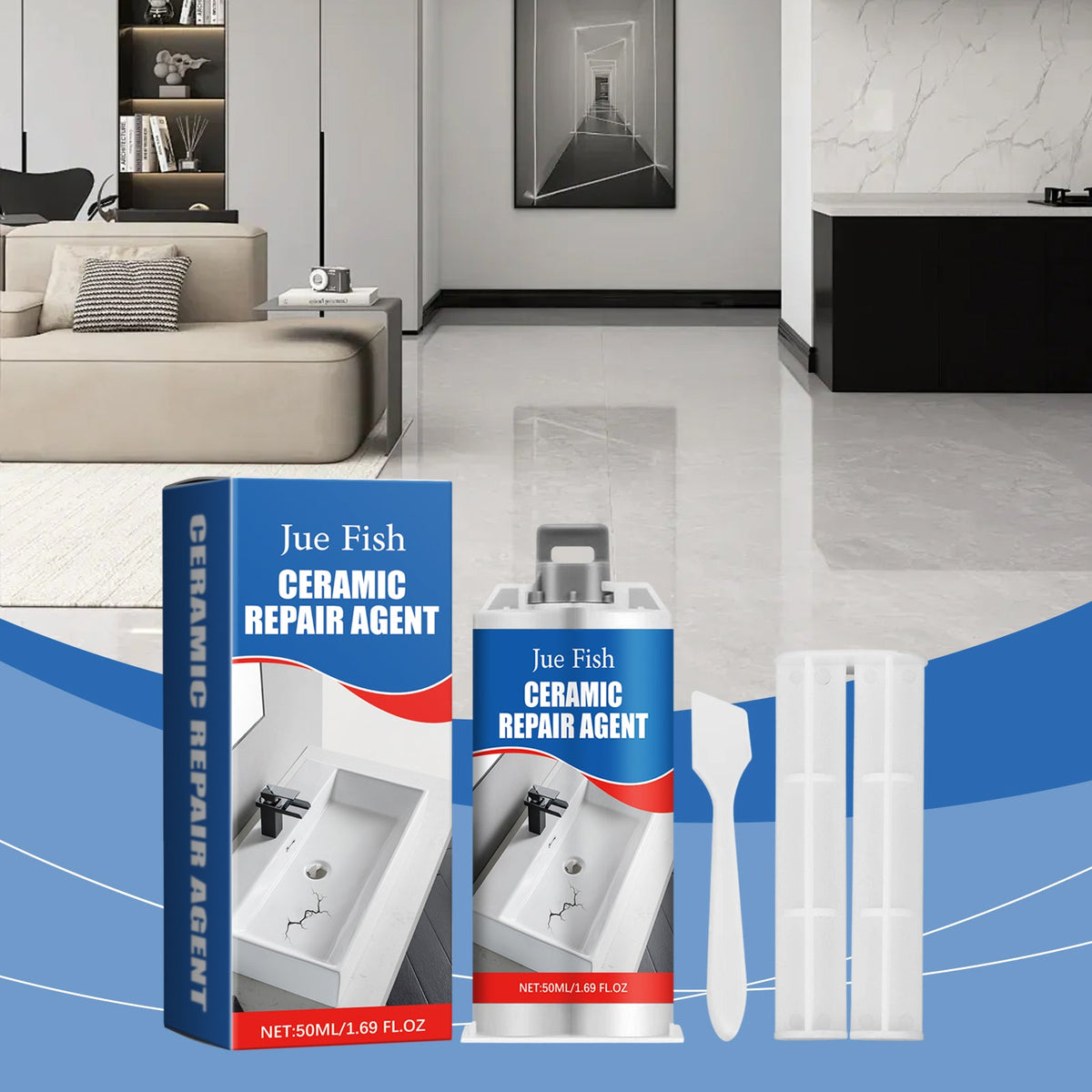 50ml Bottle Of Tile Repair Adhesive-2 Tools1box Tri Light Beauty