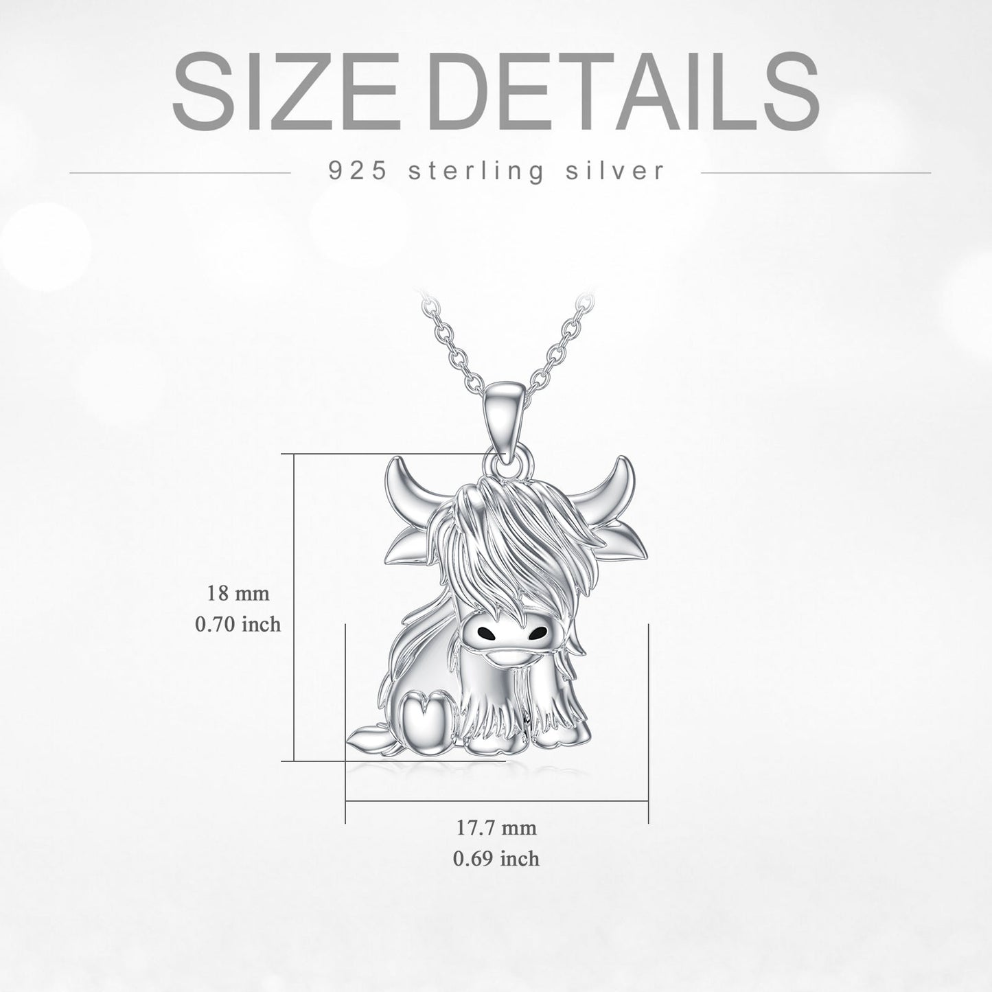 Highland Cow Necklace Anklet for Women 925 Sterling Silver Cow Crystal Necklace LadyShow.Store