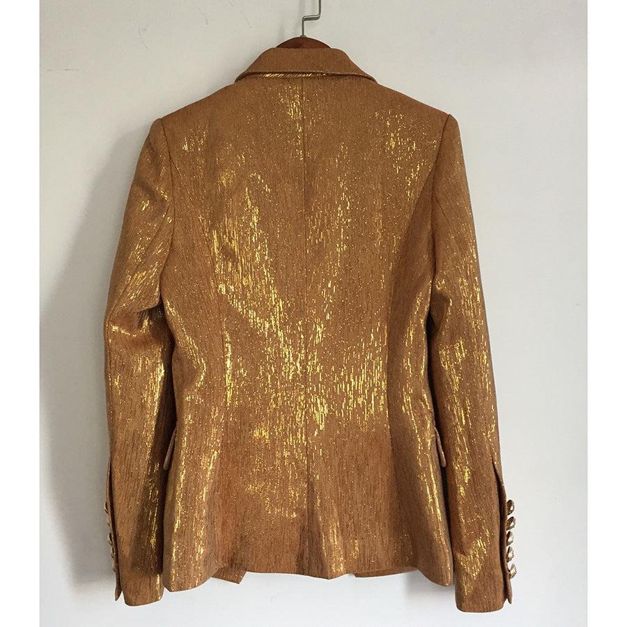 High-quality Blazer With Metal Lion Head Buckle Double-breasted Small Suit Best YouTube Store