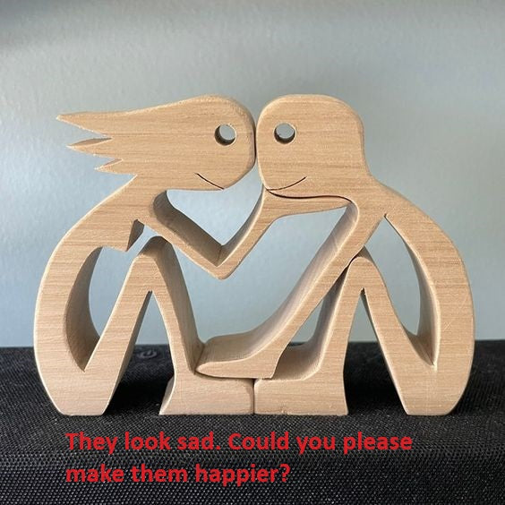 DIY Figurine Wood Dog Ornament Sculpture Home Decoration A Man A Dog Wood Sculpture Christmas Gifts Model Decor PearlNestDecor.com