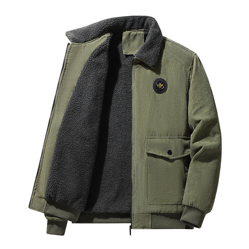 Men's Thickened Lamb Wool Cotton Corduroy Lapel Jacket Pi-Mart