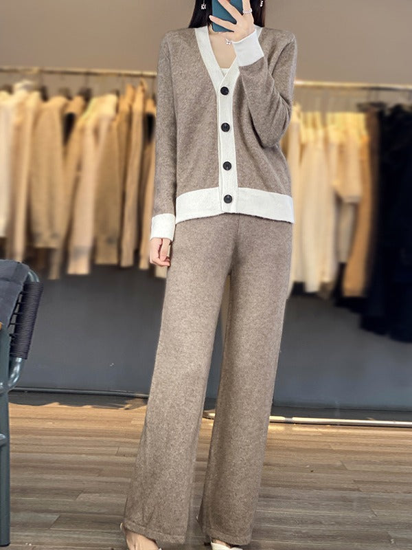 Casual Knitted Wool Two-piece Women's Clothing Loose Best YouTube Store