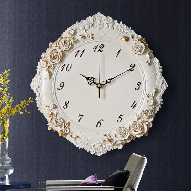 European Style Wall Clock Living Room Creative Art Clock Home PearlNestDecor.com