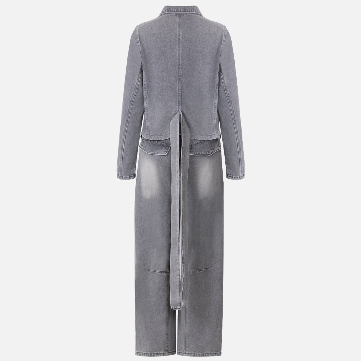 Denim Tie Long Sleeve Top & High Waist Pants Set NorixaFashion.com