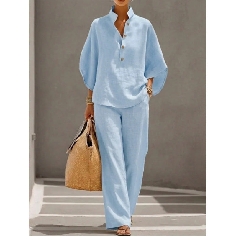 2026 New Women's Autumn Shirt Set Solid Color Leisure Urban Commuter Set NorixaFashion.com