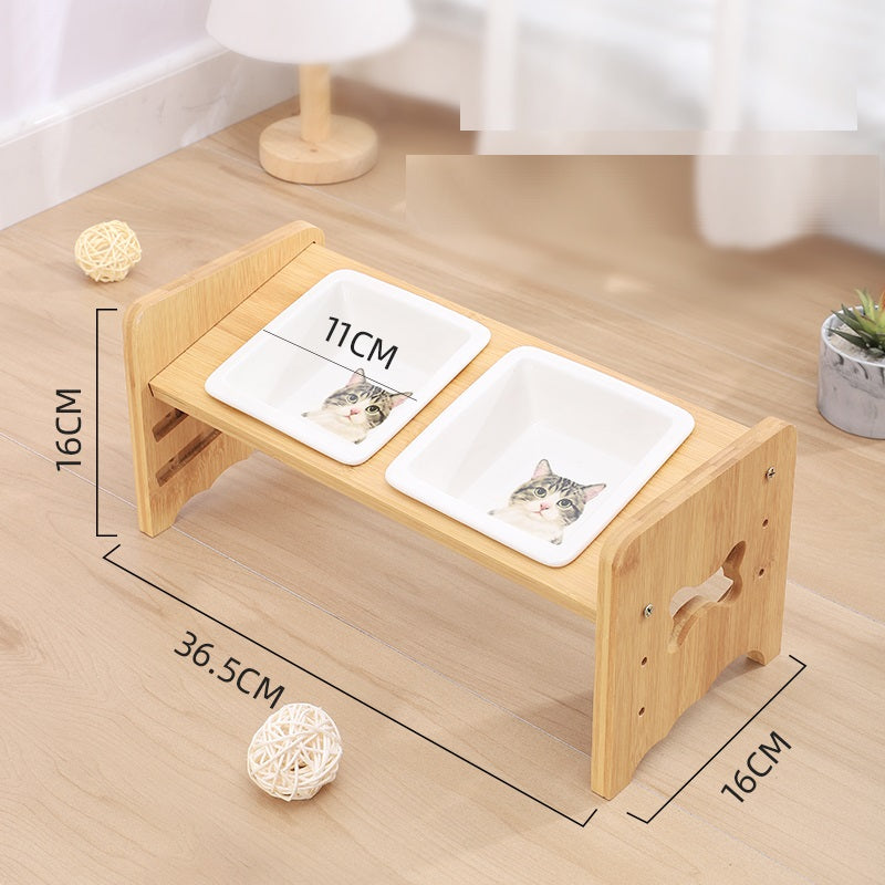 Adjustable Cat Bowl Dog Bowl Neck Protector Pet Supplies Pets Fashion