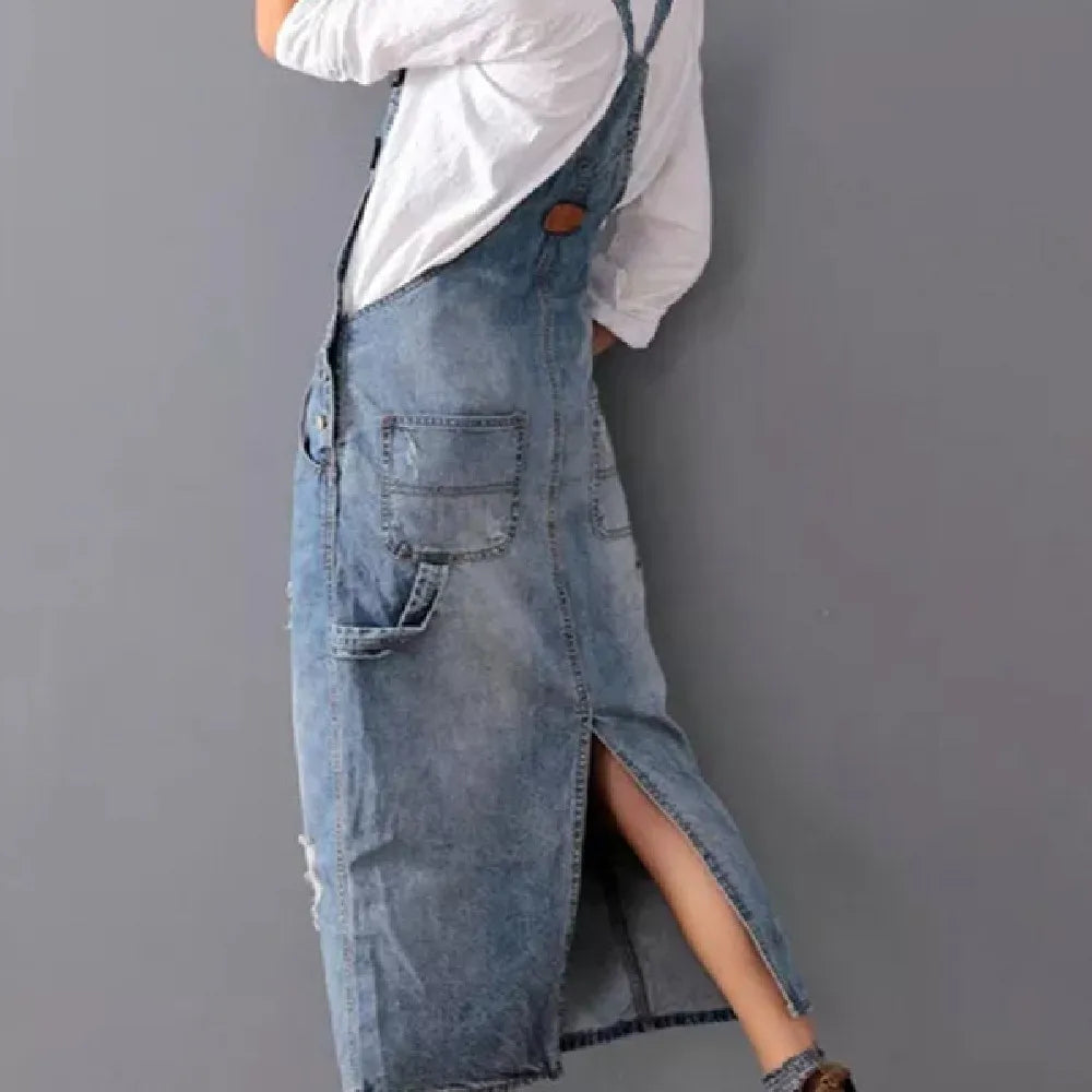 Women's Fashion Denim Strap Skirt Pi-Mart