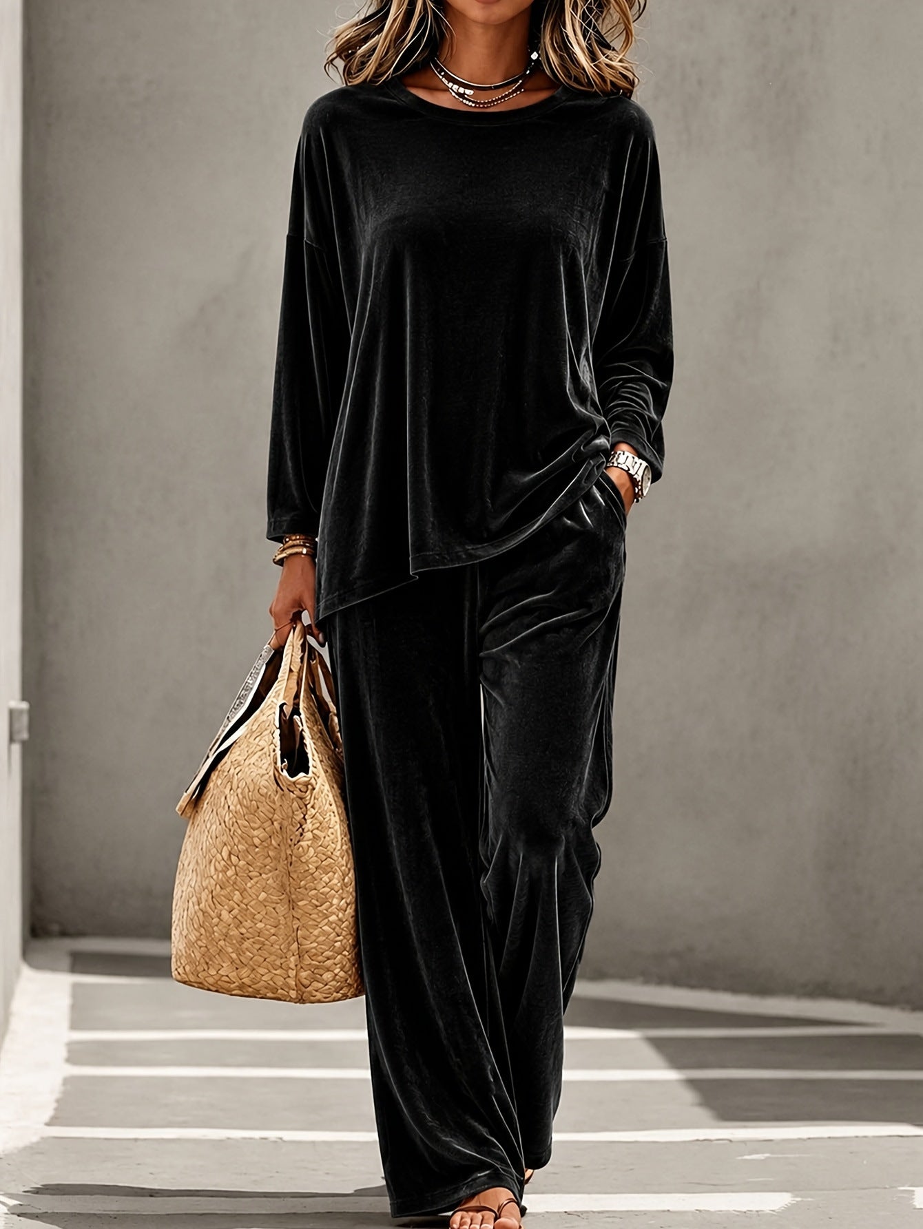 Fashionable Casual Velvet Multi-color Womens Set NorixaFashion.com