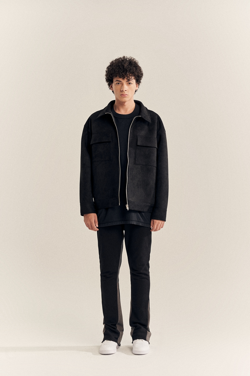 High Street Solid Color Hip-hop Leather Velvet Padded Zipper Jacket Pi-Mart