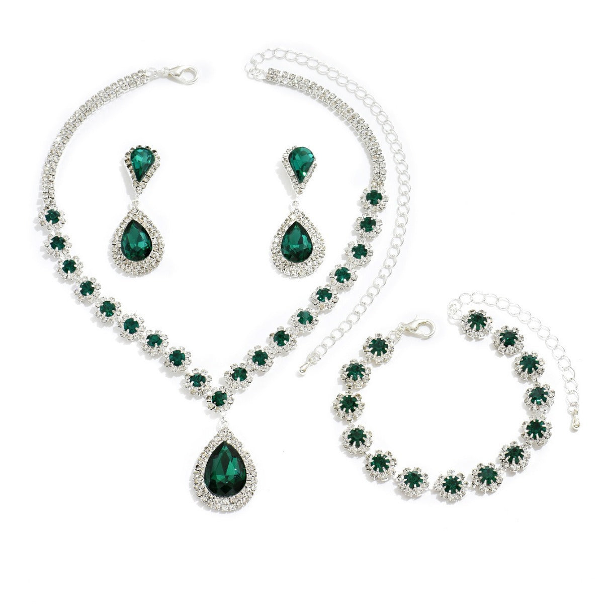 Diamond Necklace Earrings And Bracelet Three Piece Jewelry Set LuxuryLifeWay Online Store