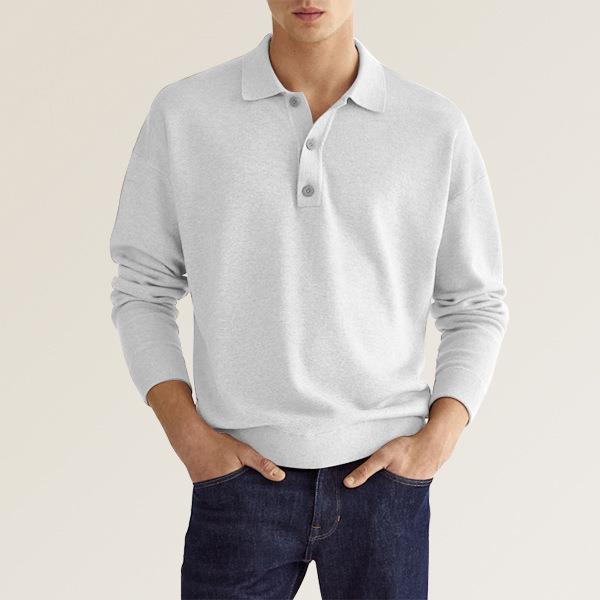 New Autumn Long Sleeve V-neck Buttons Men's Casual Jacket Polo Shirt LadyShow.Store