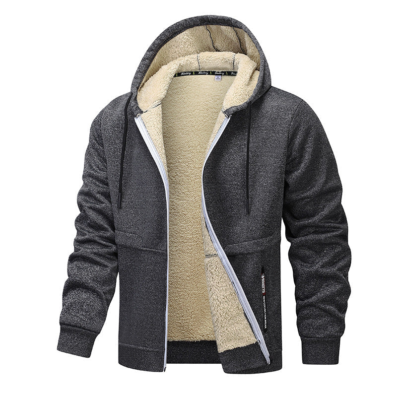 Casual Hoodies For Men Heavyweight Fleece Sweatshirt Winter Thick Sherpa Lined Hooded Zipper Jacket Thick Streetwear Coats LadyShow.Store
