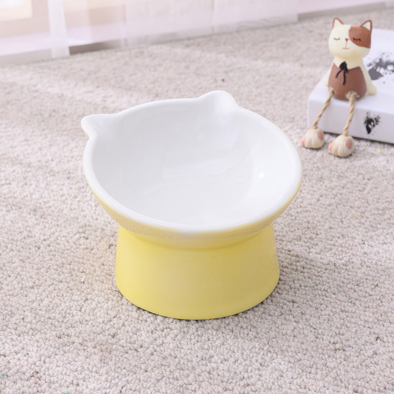 Ceramic Cat Bowl Anti Overturn Slanted Mouth Pets Fashion