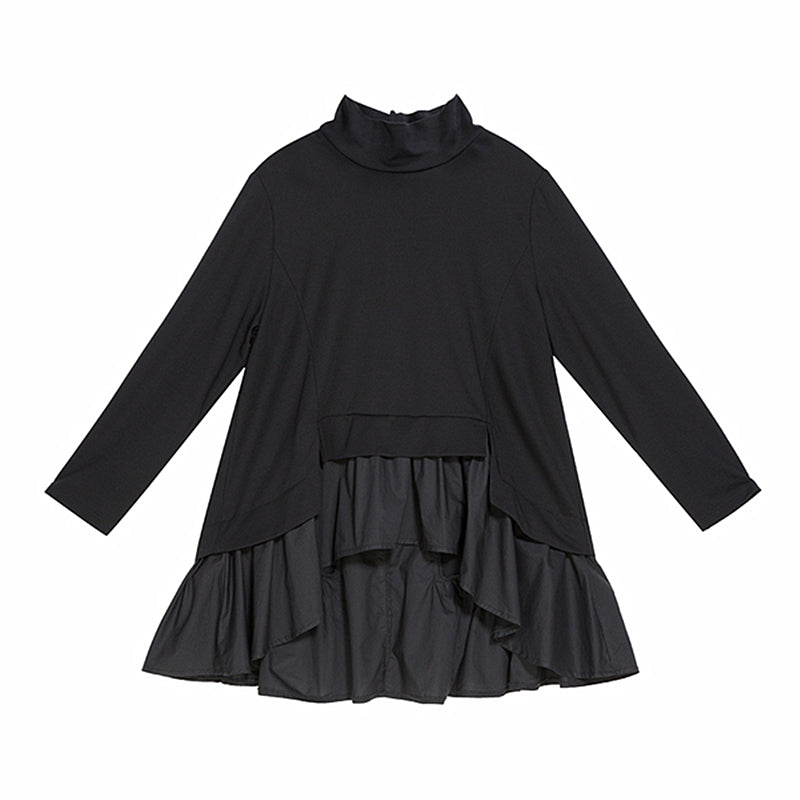 Women's Asymmetrical Ruffle Long Sleeve T-Shirt 2022 Pi-Mart