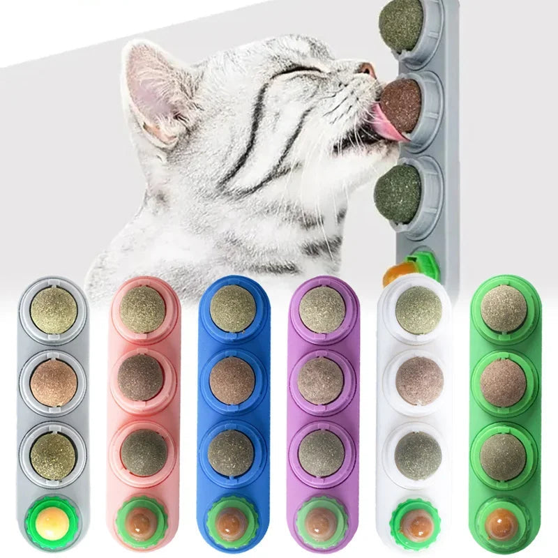 4 In 1 Rotating Catnip Silver Vine Ball Teeth Cleaning Acne Prevention Digestive Health Wall Stick On Toy Edible Safe Material Pets Fashion
