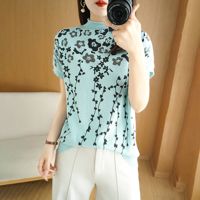Women's 100% Cotton Floral Basic T-Shirt Pi-Mart