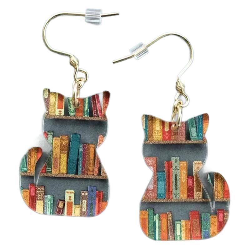 Classic Water Drop Stitching Bookshelf Acrylic Teacher Earrings LadyShow.Store