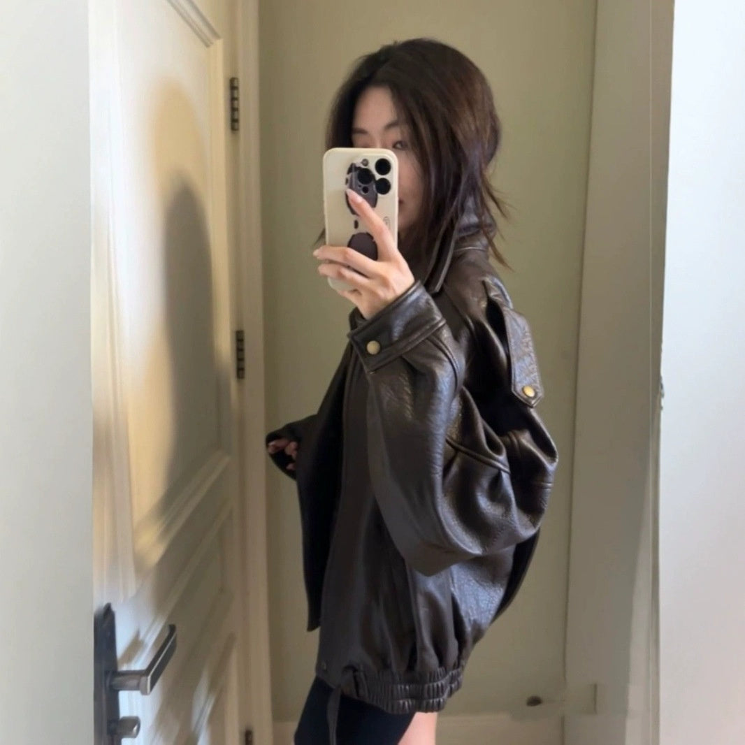 Vintage Industrial Leather Jacket With A High-end Feel LadyShow.Store