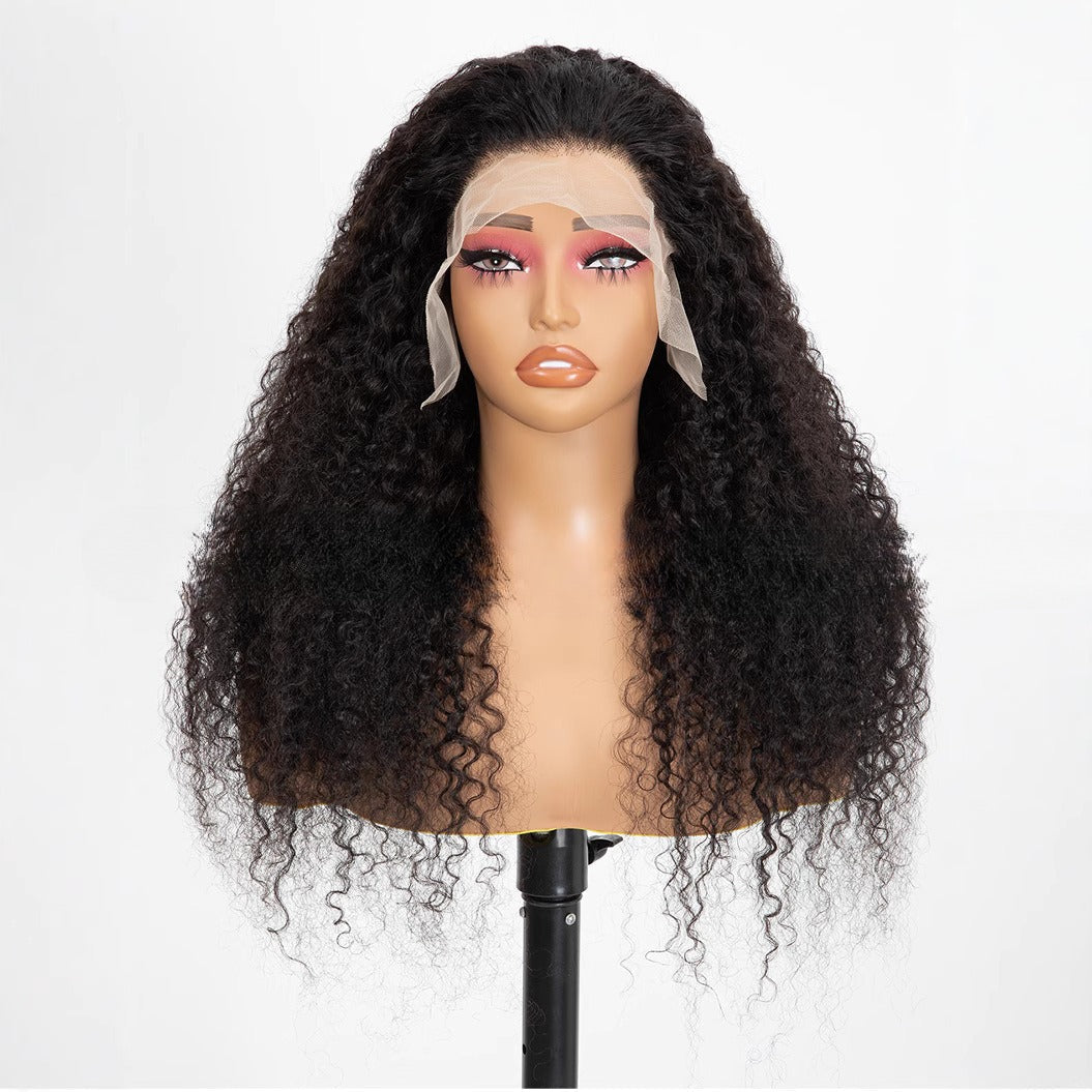 Lace-front Wig With Small Curls, Fluffy And Long Black Hair LadyShow.Store