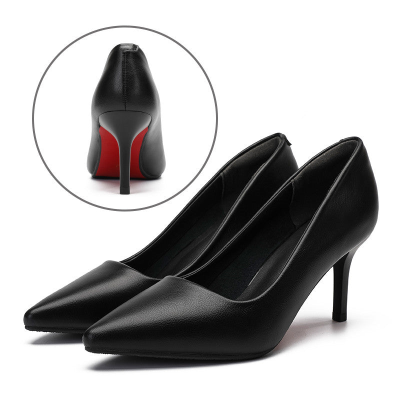 Leather Work Shoes Women Black LadyShow.Store