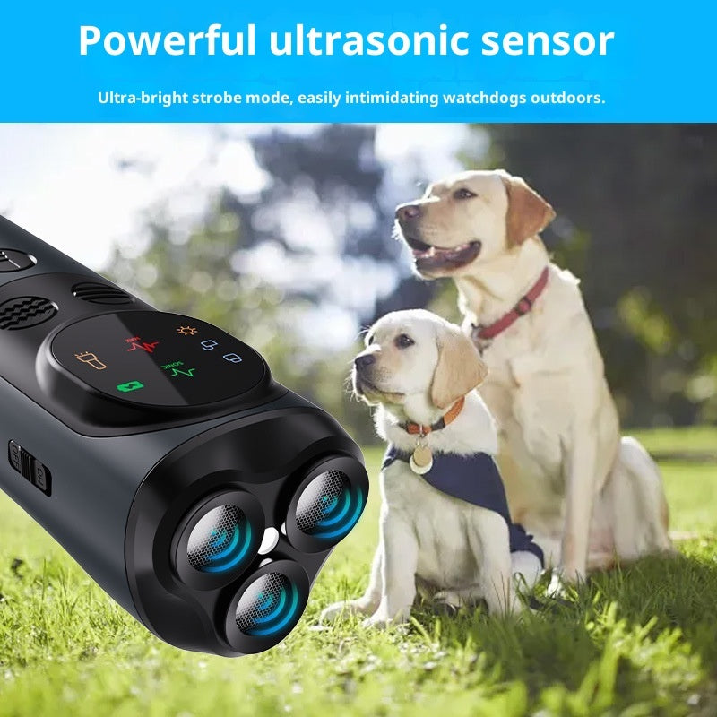 Ultrasonic Three-head Dog Repellent Bark Stopper Handheld Portable Dog Trainer With Light Dog Repellent Anti-dog Bite Driving Device Pets Fashion