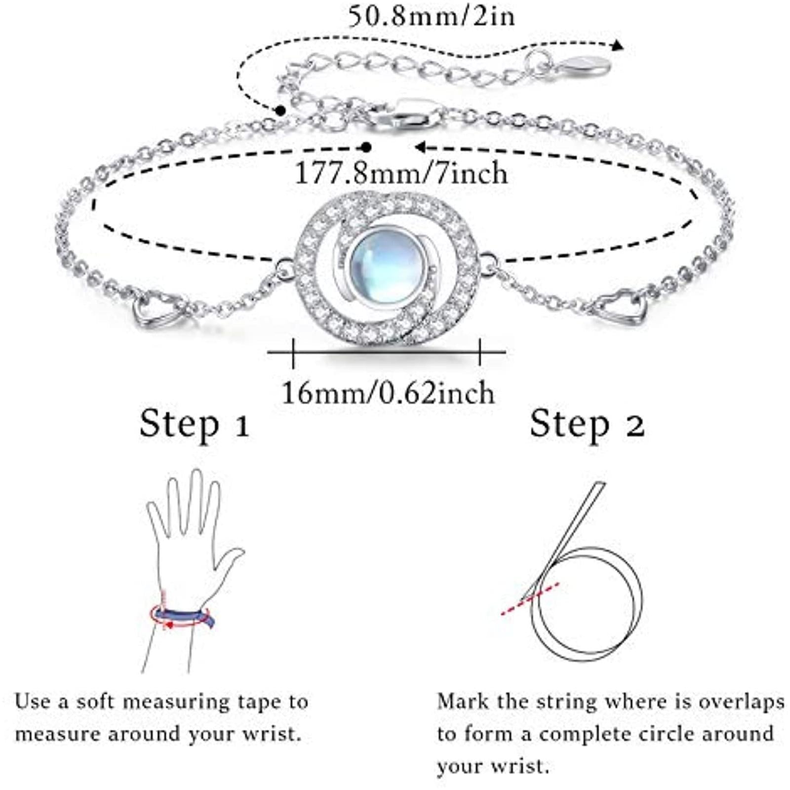 Sterling Silver Moonstone Infinity Symbol Heart Link Bracelet for Birthday Christmas LadyShow.Store