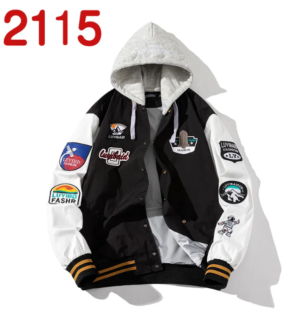 Embroidered Color Block Baseball Jacket Best YouTube Store