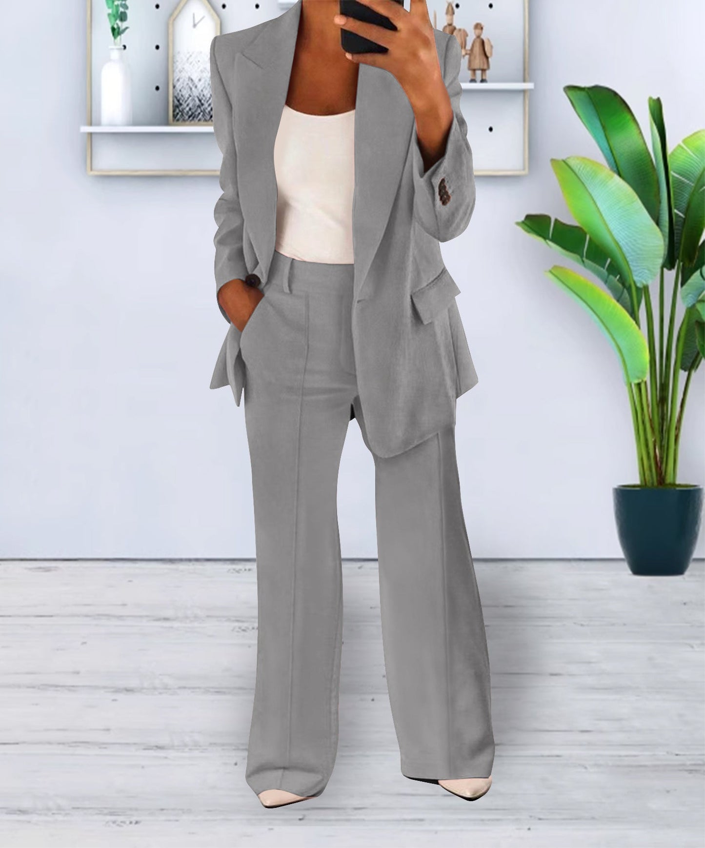 Women's Casual Blazer Suit  Two Piece Business Office Wear Set Fit Jacket And Pants NorixaFashion.com