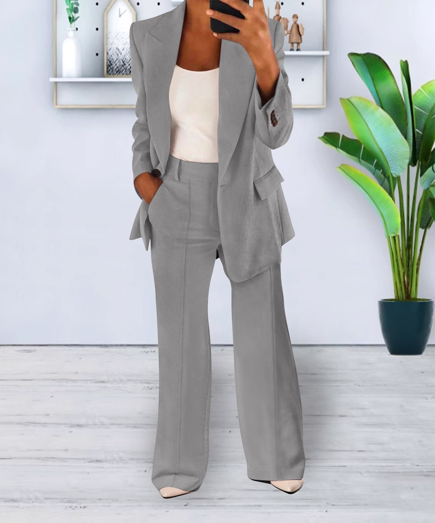 Women's Casual Blazer Suit  Two Piece Business Office Wear Set Fit Jacket And Pants NorixaFashion.com
