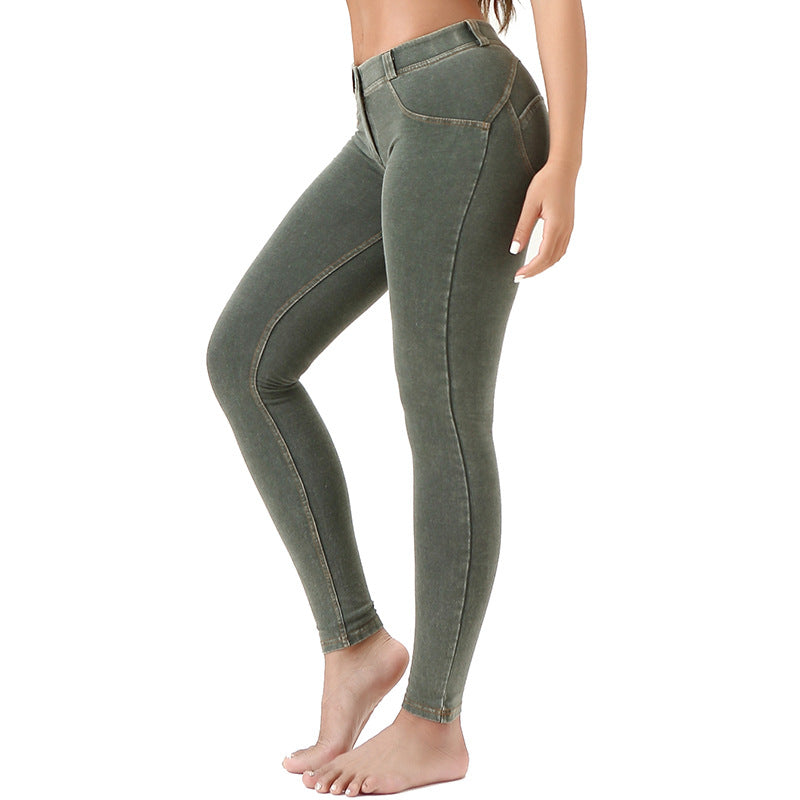Denim Peach Hips Casual Sweatpants Pi-Mart