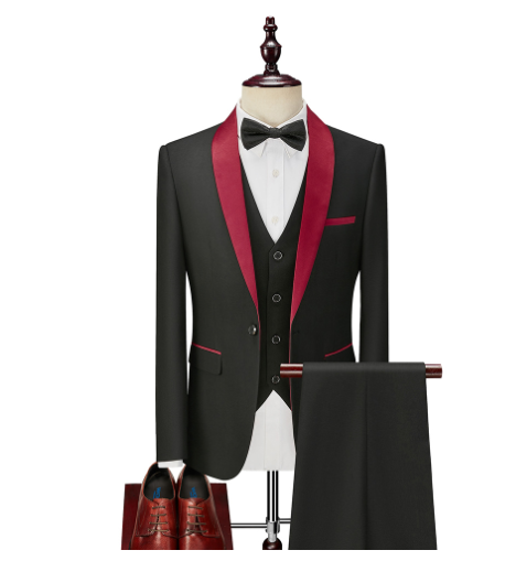 Men's Slim Fit Black Suit Jacket for Business and Weddings Pi-Mart