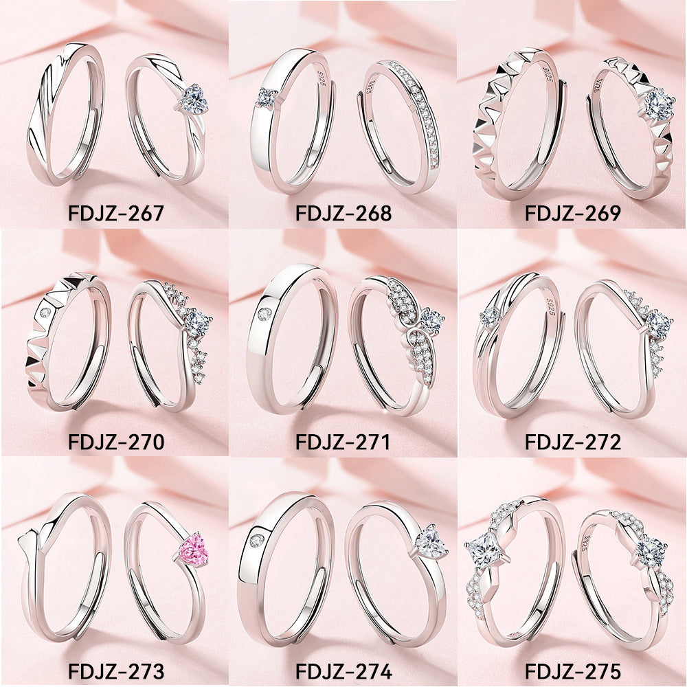 S925 Silver Adjustable Ring For Couples LadyShow.Store