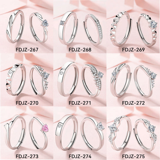 S925 Silver Adjustable Ring For Couples LadyShow.Store