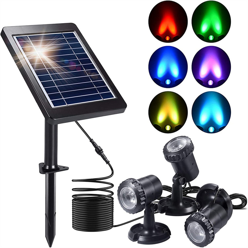 Submersible RGB Solar Garden Spotlights for Pathway Lighting Pi-Mart