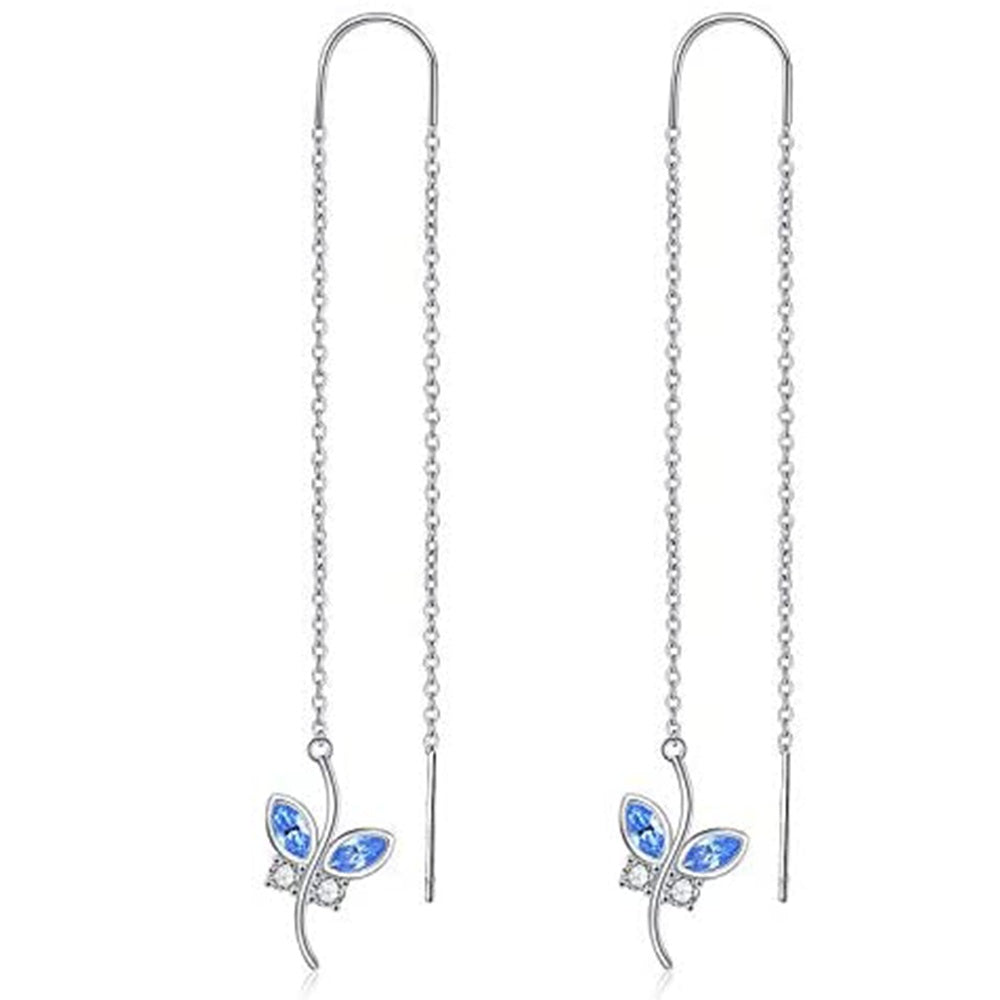Butterfly with Simulated Crystal from Austria in White Gold Plated Sterling Silver LadyShow.Store