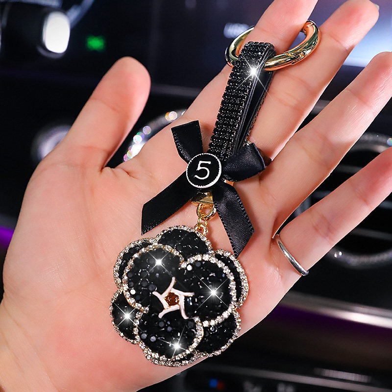 Camellia Diamond Pendant For Car Key Chain LadyShow.Store