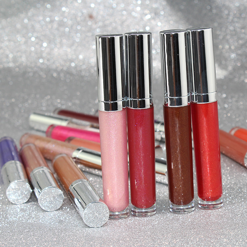 Pearl Lip Gloss Clear Lip Oil Logo-free Round Tube Lip Gloss LadyShow.Store