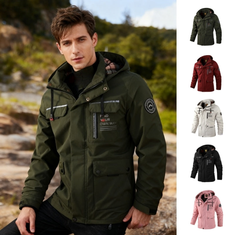 Fashion Men's Casual Windbreaker Jackets Hooded Jacket Man Waterproof Outdoor Soft Shell Winter Coat Clothing Warm Thick Tops LadyShow.Store