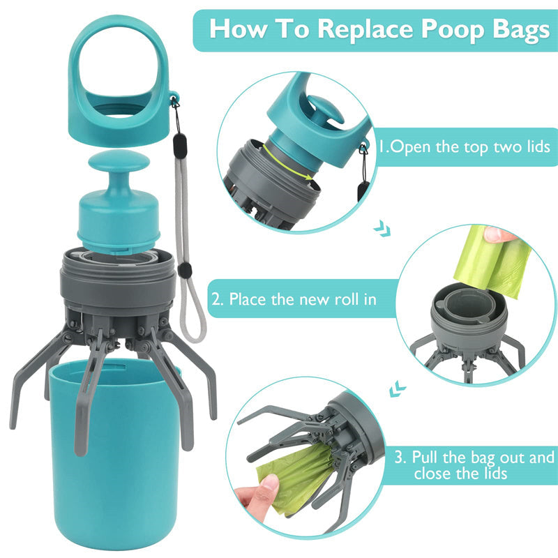 Portable Lightweight Dog Pooper Scooper With Built-in Poop Bag Dispenser Eight-claw Shovel For Pet Toilet Picker Pet Products Pets Fashion