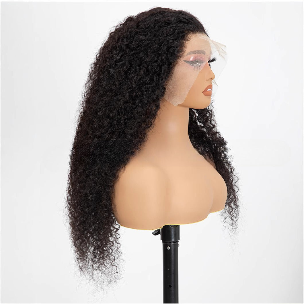 Lace-front Wig With Small Curls, Fluffy And Long Black Hair LadyShow.Store