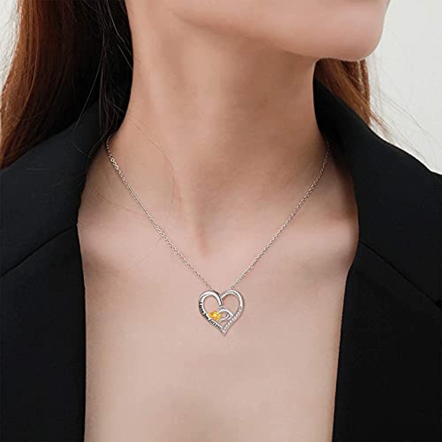 Mother and Child Hands Love Heart Pendant Necklace Jewelry for Women I Love You Forever LadyShow.Store