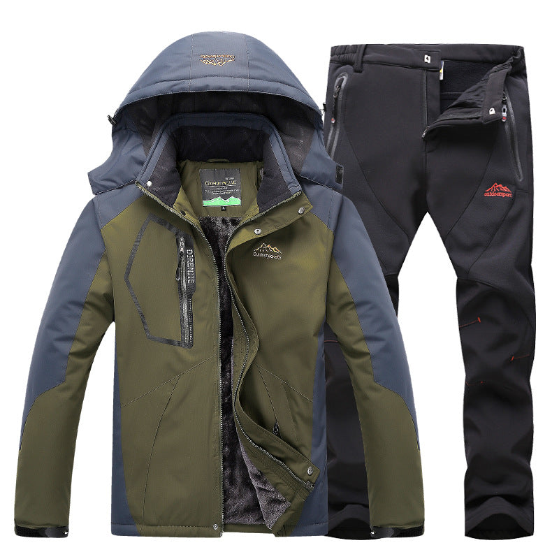 Men's Winter Waterproof Fleece Lined Outdoor Jacket Set Pi-Mart