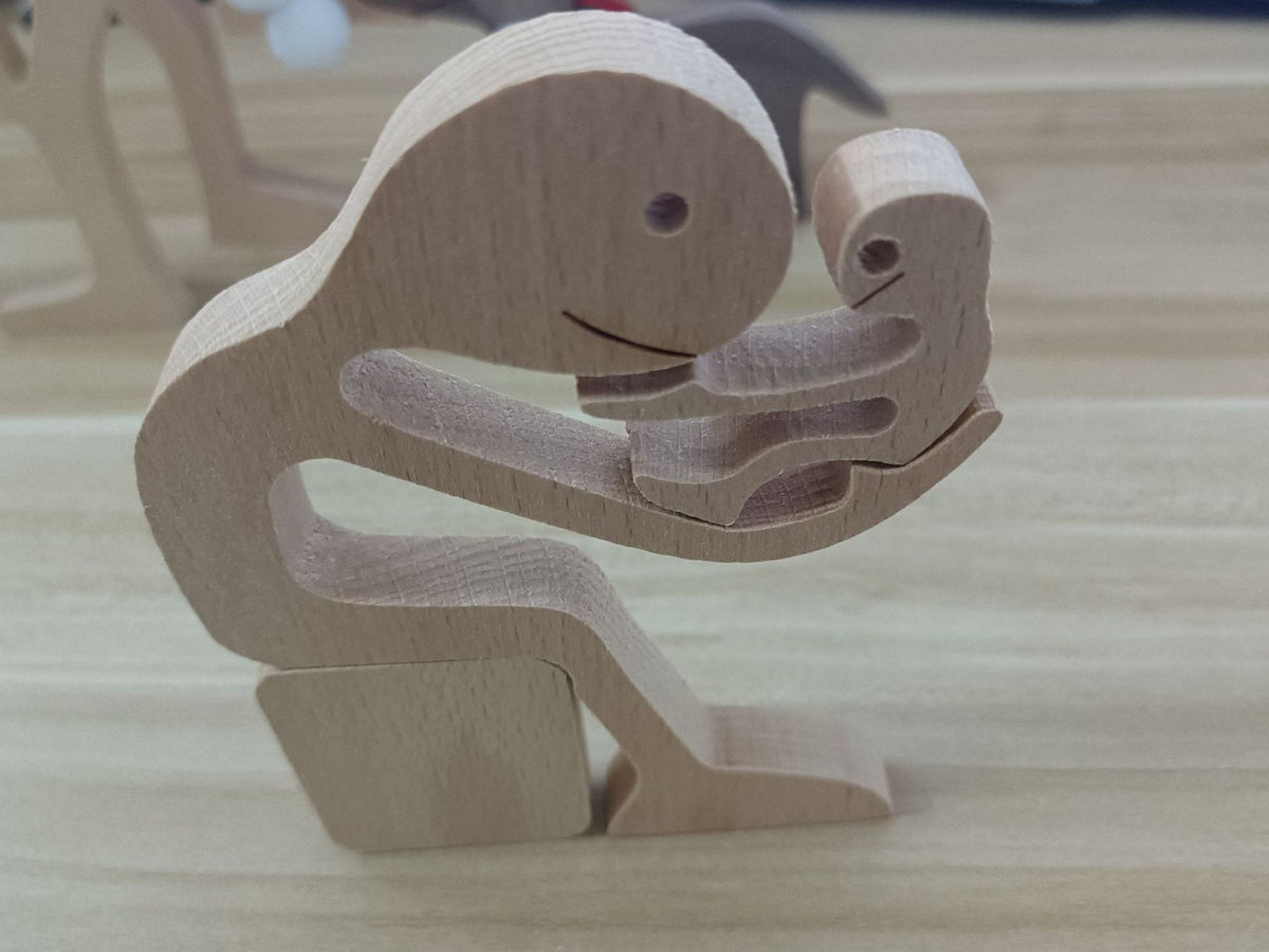 DIY Figurine Wood Dog Ornament Sculpture Home Decoration A Man A Dog Wood Sculpture Christmas Gifts Model Decor PearlNestDecor.com