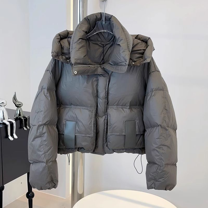 New Hooded Loose Slimming And Fashionable White Duck Down Bread Coat Best YouTube Store