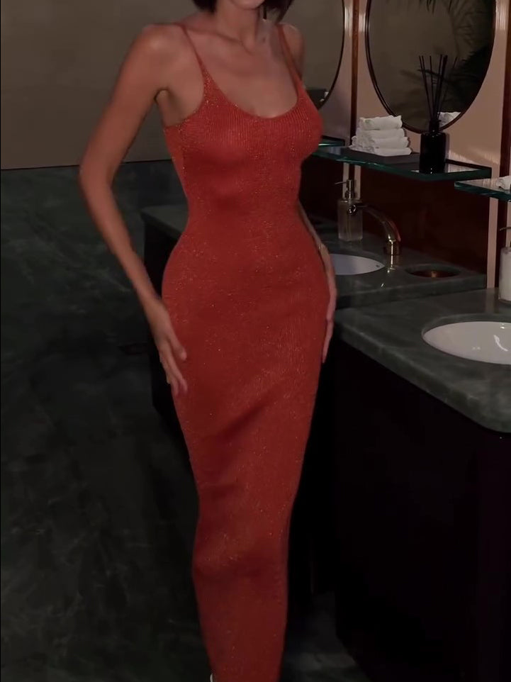 Sexy Sequined Halter Bodycon Dress NorixaFashion.com