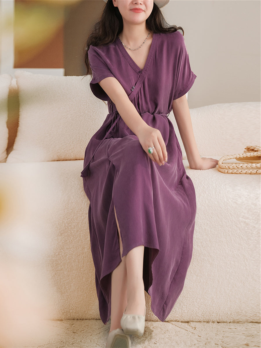 Elastic Cupro Lace Dress Women V Neck NorixaFashion.com