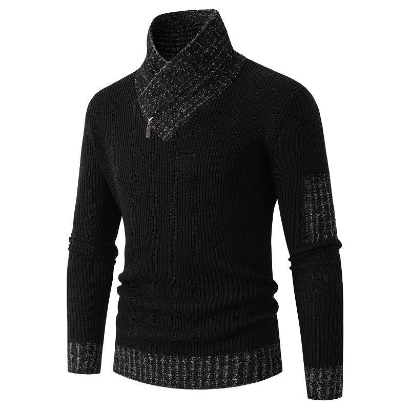 Independent Station Casual Slim Knit Pullover Long-sleeved Scarf Collar Sweater Men's LadyShow.Store